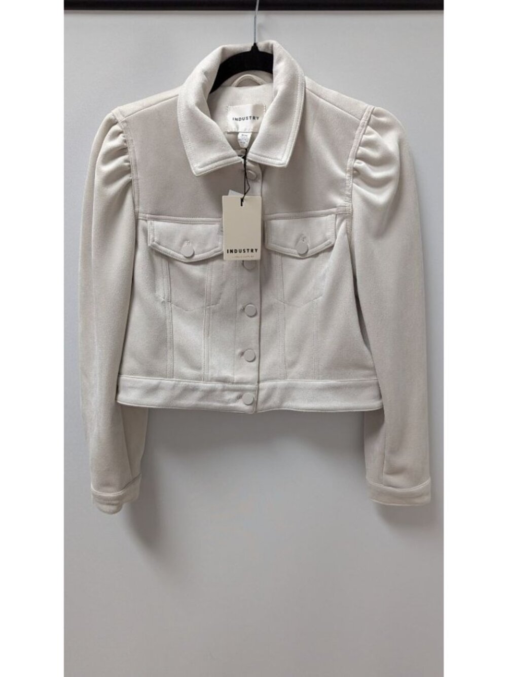 INDUSTRY Republic Light Stone Faux-Suede Cropped Jacket